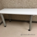 White Rolling Training Table w/ Silver Legs
